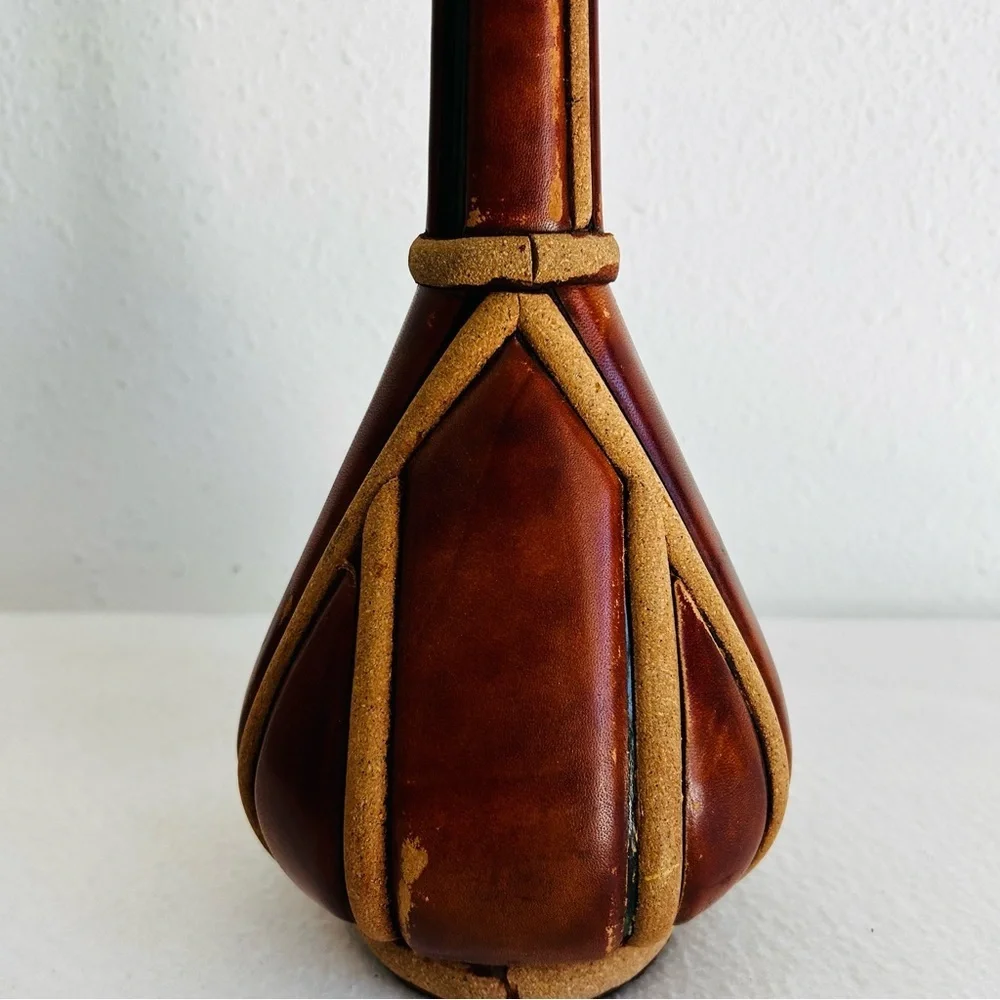Vintage Italian Leather Wine Bottle Decanter